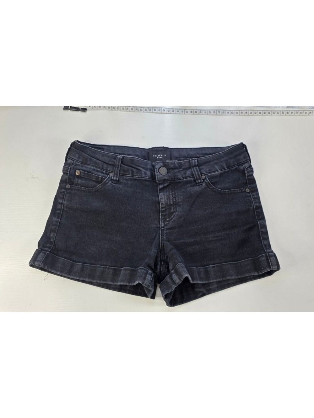 Celebrity Pink Black Denim Shorts Women's Size 3/26 Stretch Jean Shorts Style CJ